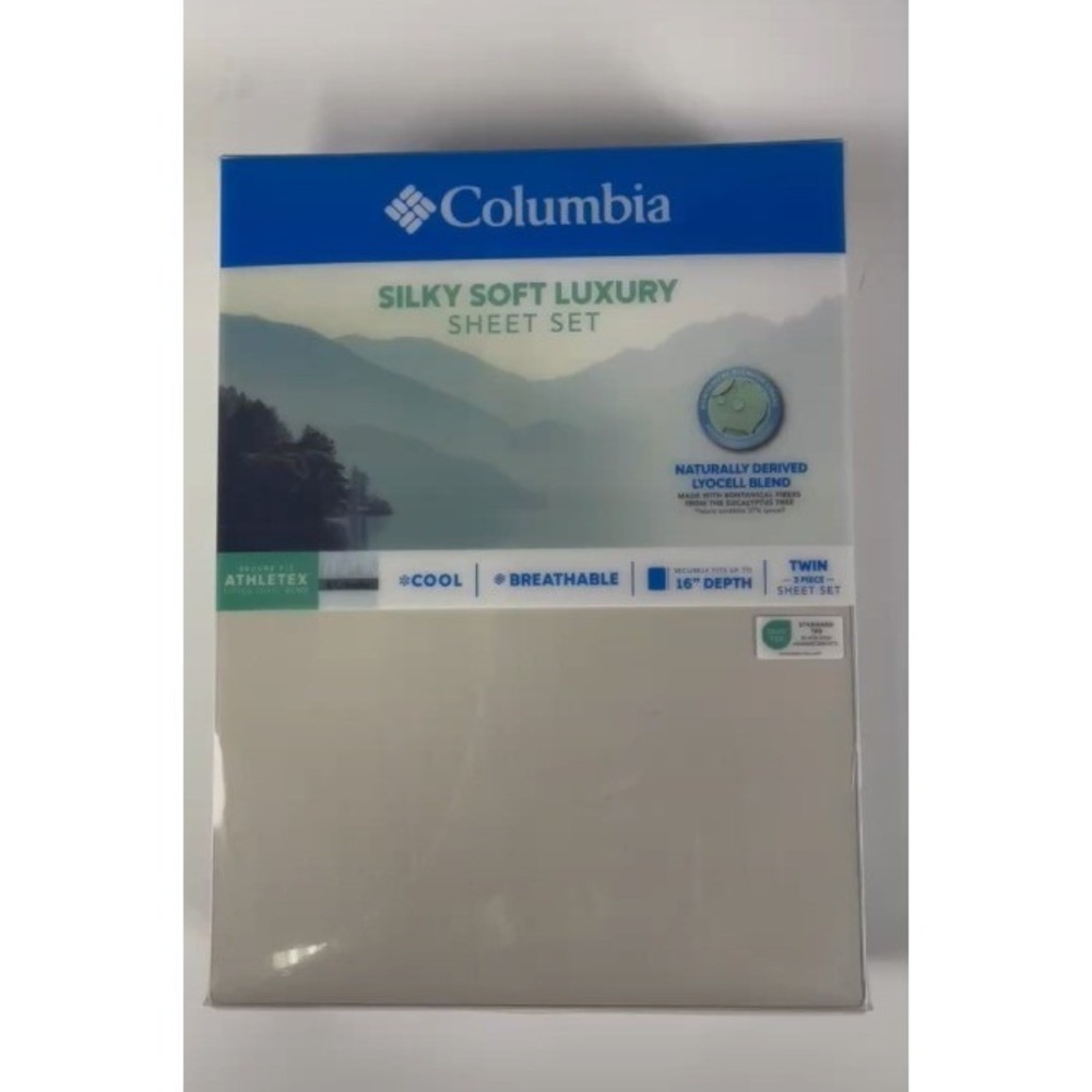 Columbia Silky Soft Luxury Twin Sheet Set Lyocell Blend Beige Khaki 16in Deep